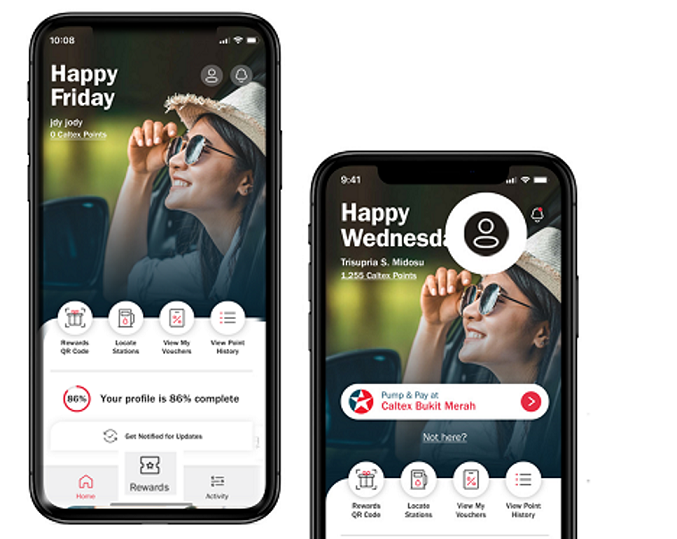CaltexGO app rewards summary page