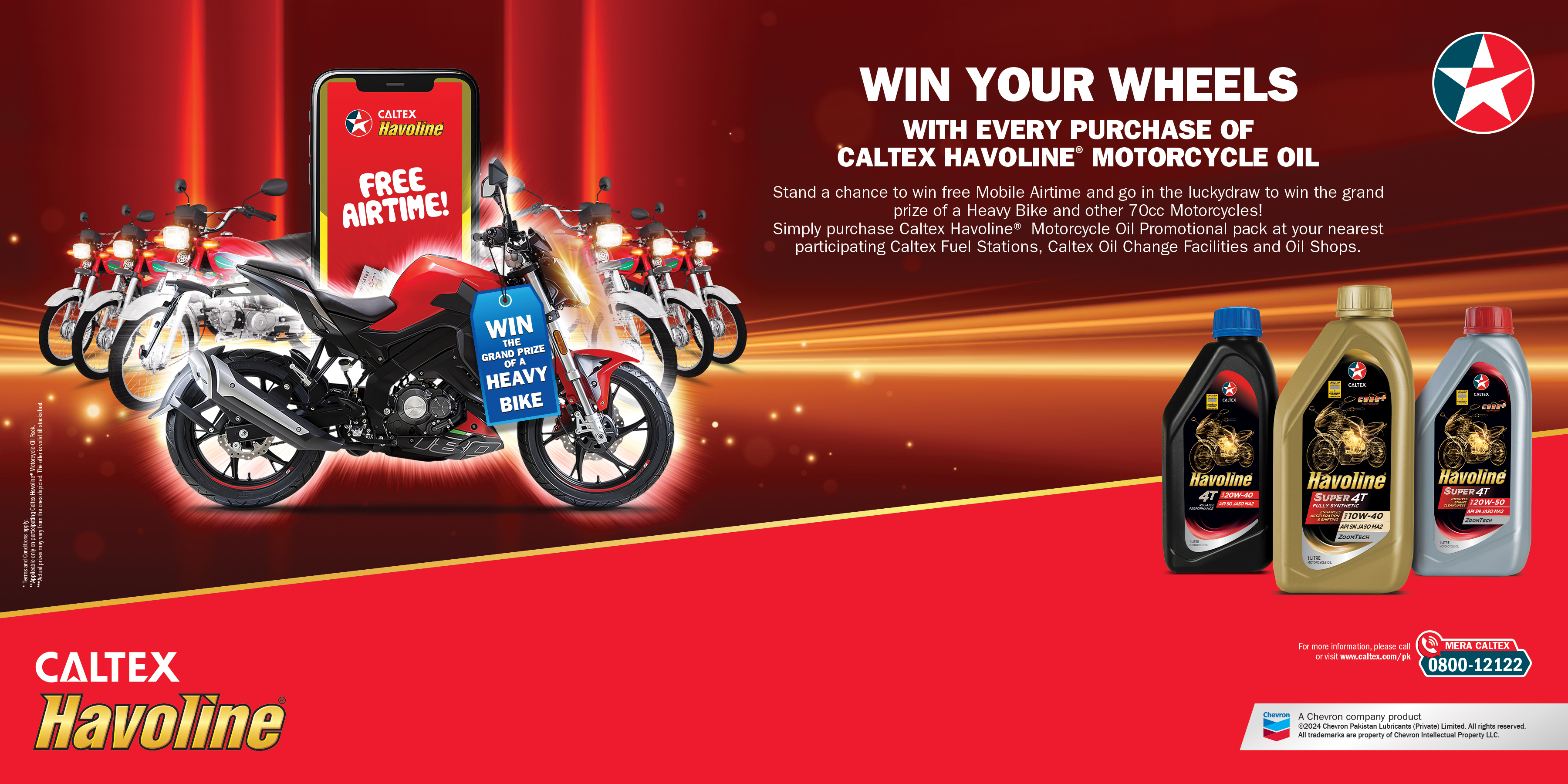 Win Your Wheels with every purchase of Caltex Havoline® Motorcycle Oil