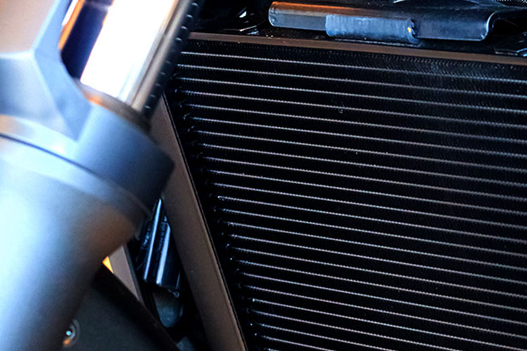 Close up of motorcycle engine grills