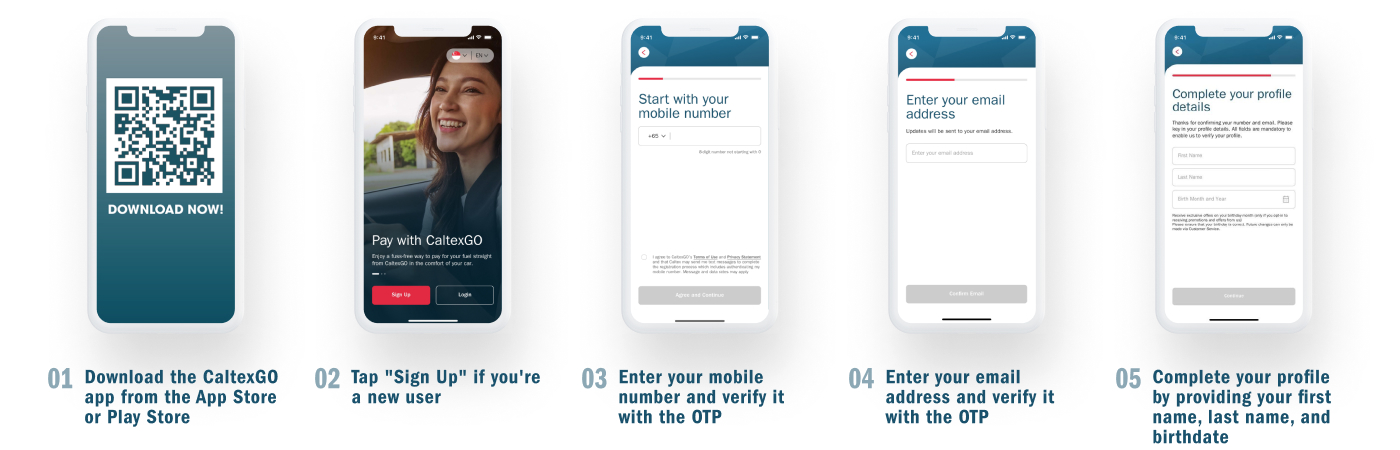 CaltexGO app sign up page