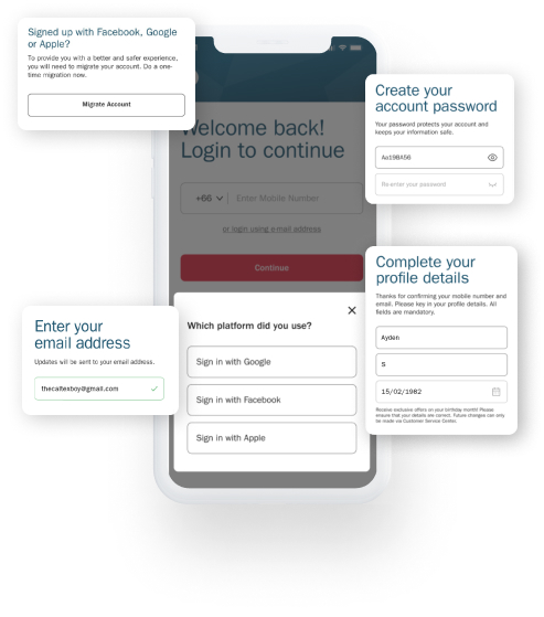 CaltexGO app migrate account page