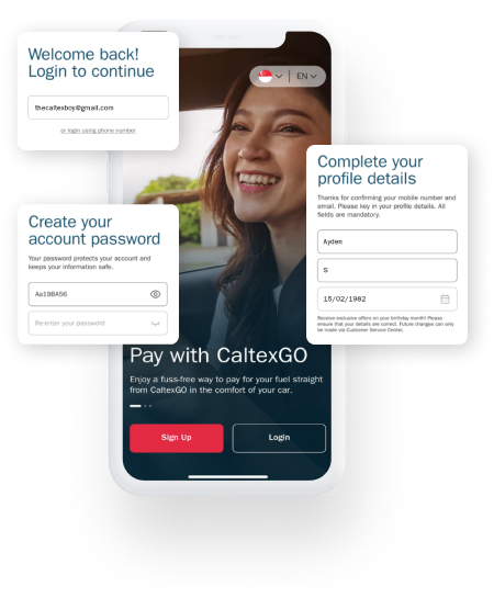CaltexGO app create password page