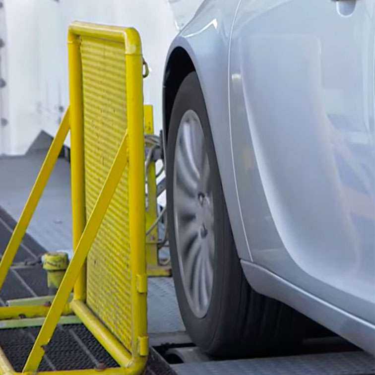Close of up a car tyre on a dynamometer